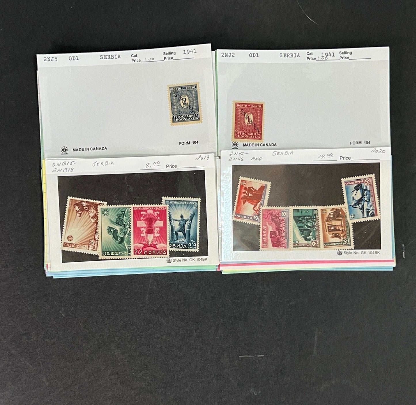 Serbia Stamp Collection on Dealer Cards $164 CV ZAYIX 0825CB414613