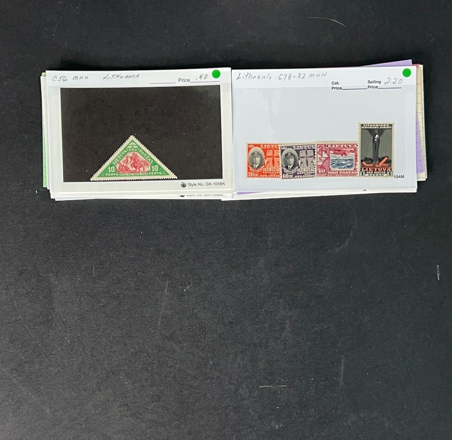 Lithuania Stamp Collection on Dealer Cards $54 CV ZAYIX 0825CB414618