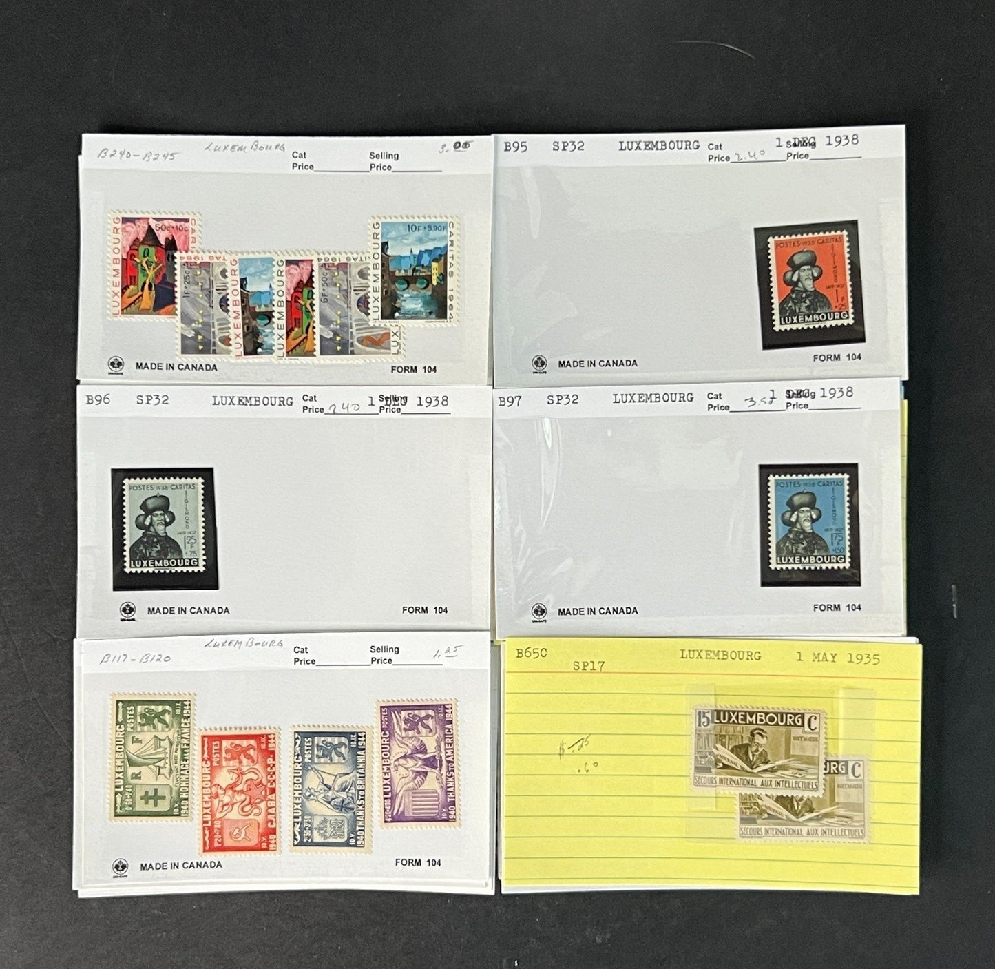 Luxembourg Stamp Collection on Dealer Cards $63 CV ZAYIX 0825CB414619