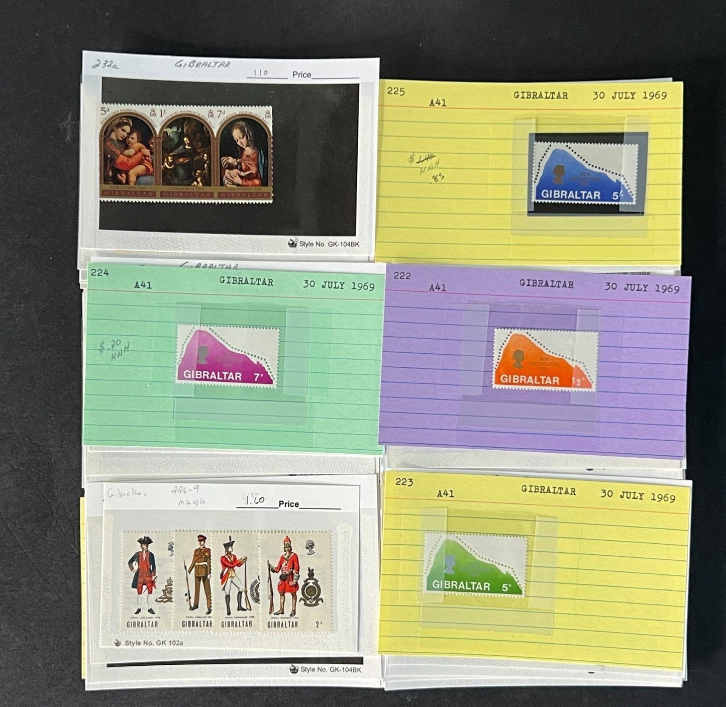 Gibraltar Stamp Collection on Dealer Cards $595 CV ZAYIX 0825CB414621