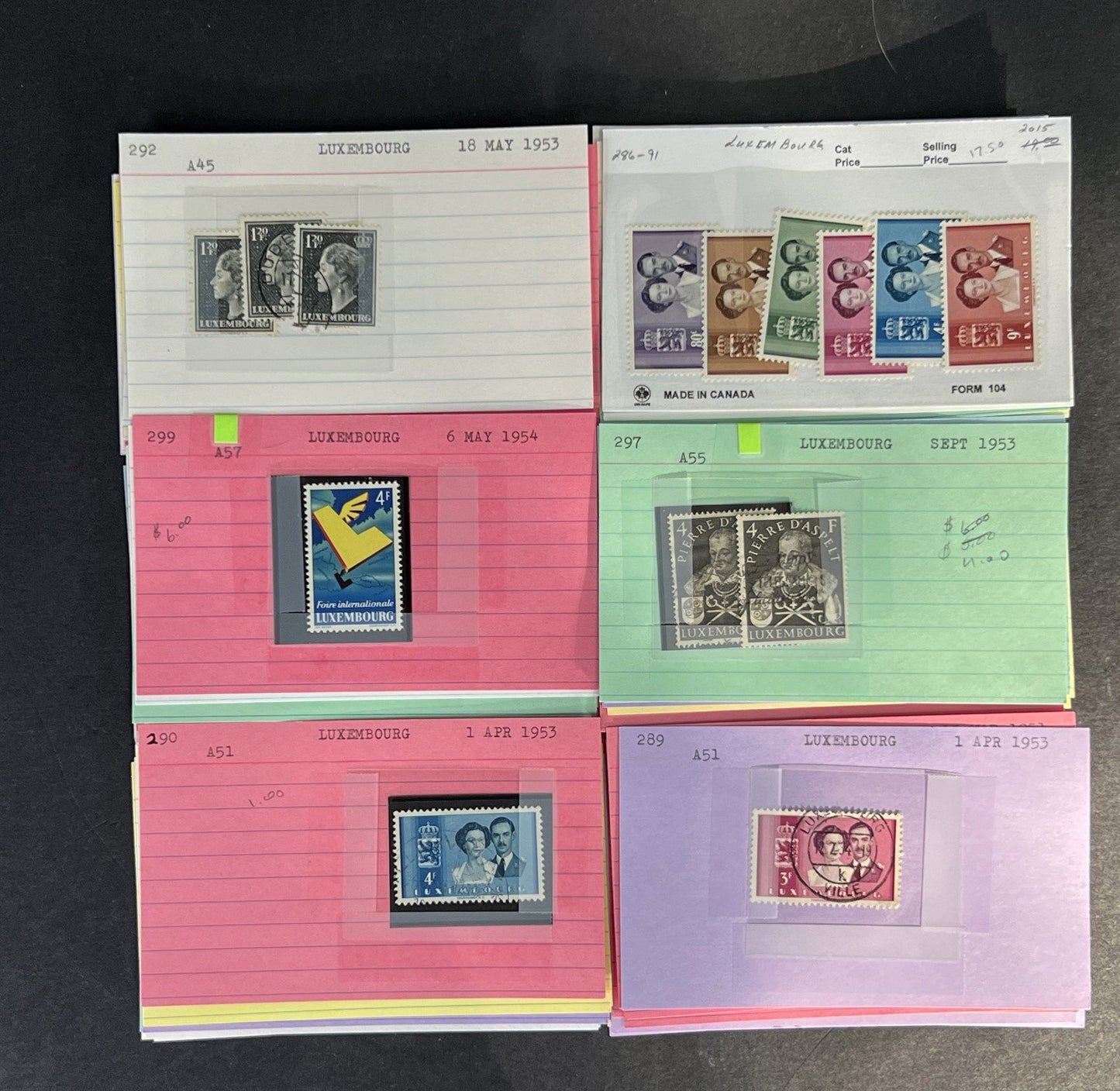 Luxembourg Stamp Collection Classics Dealer Cards Mint/Used Mix $207 CV ZAYIX