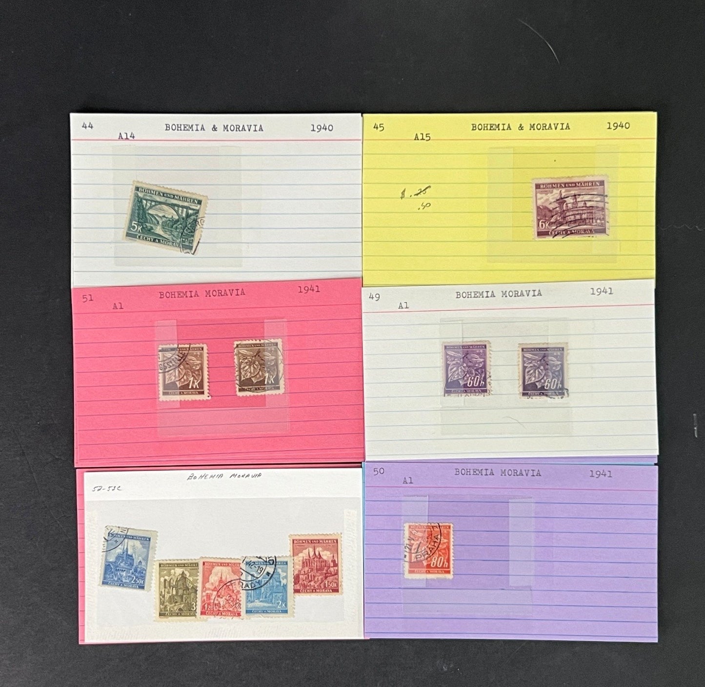 Bohemia & Moravia Stamp Collection on Dealer Cards $60 CV ZAYIX 0825CB414634