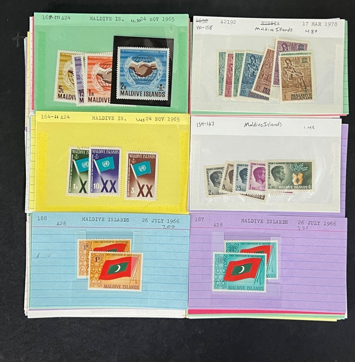 Maldive Islands Stamp Collection Dealer Cards Mint/Used Mix $230 CV ZAYIX