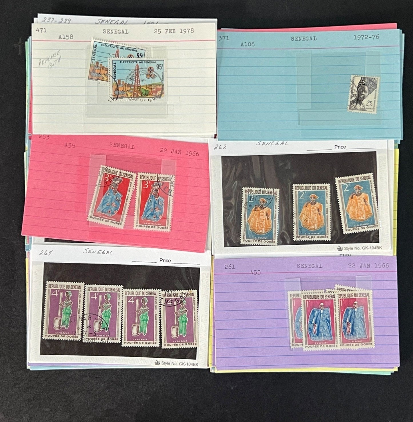 Senegal Stamp Collection Dealer Cards Mint/Used Mix $213 CV ZAYIX