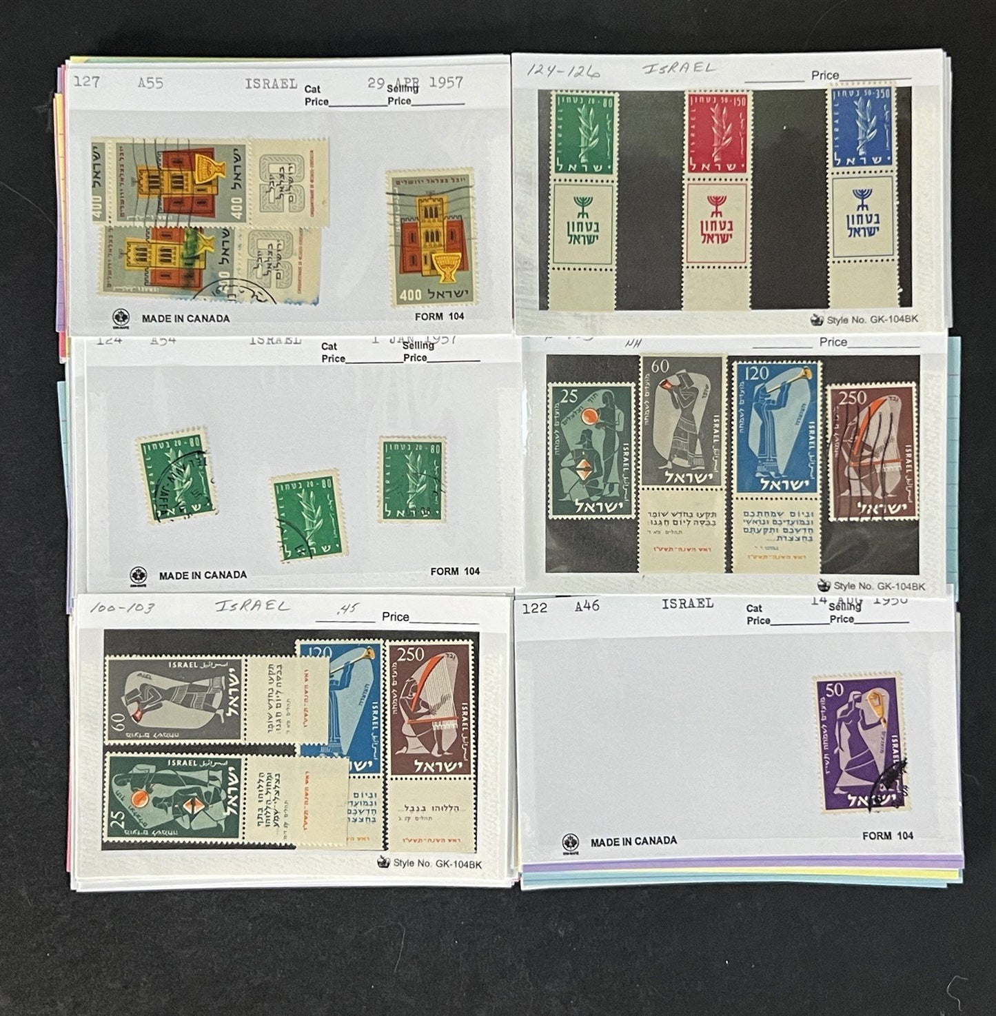 Israel Stamp Collection Dealer Cards Mint/Used Mix $125 CV ZAYIX