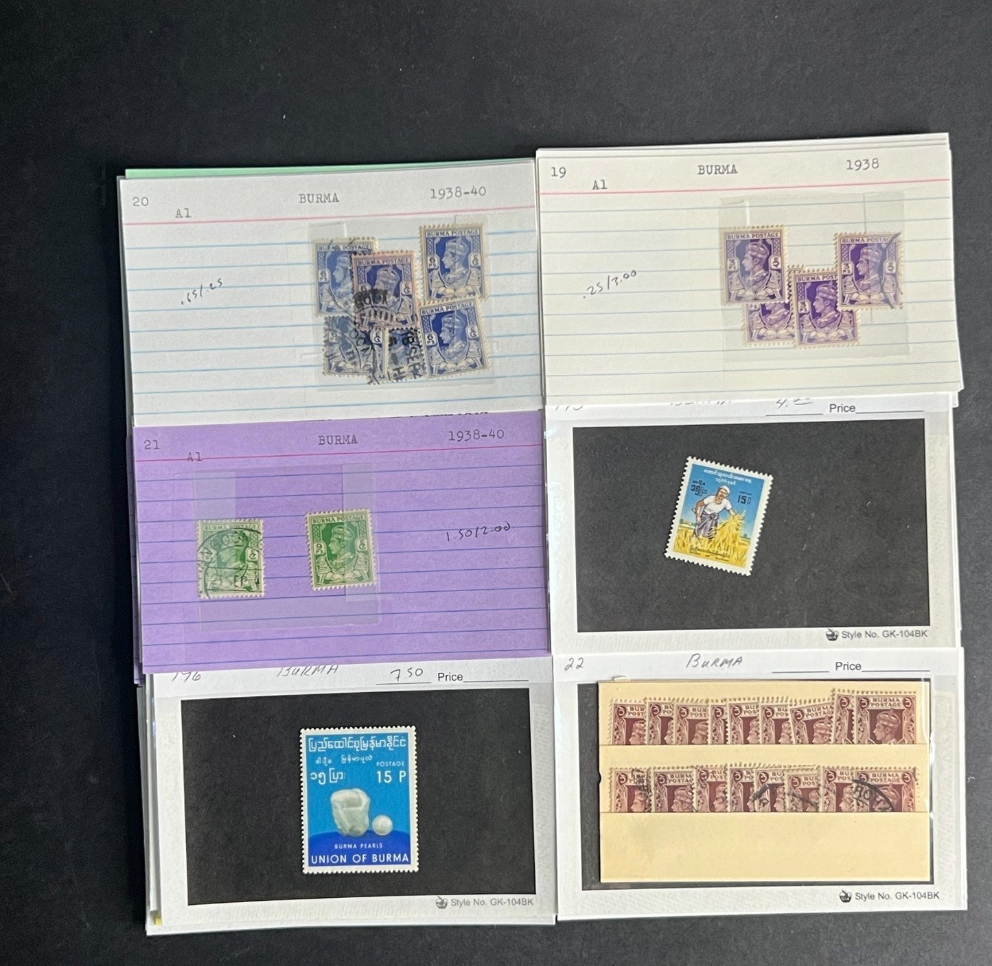 Burma Stamp Collection Dealer Cards $248 CV Mint & Used ZAYIX