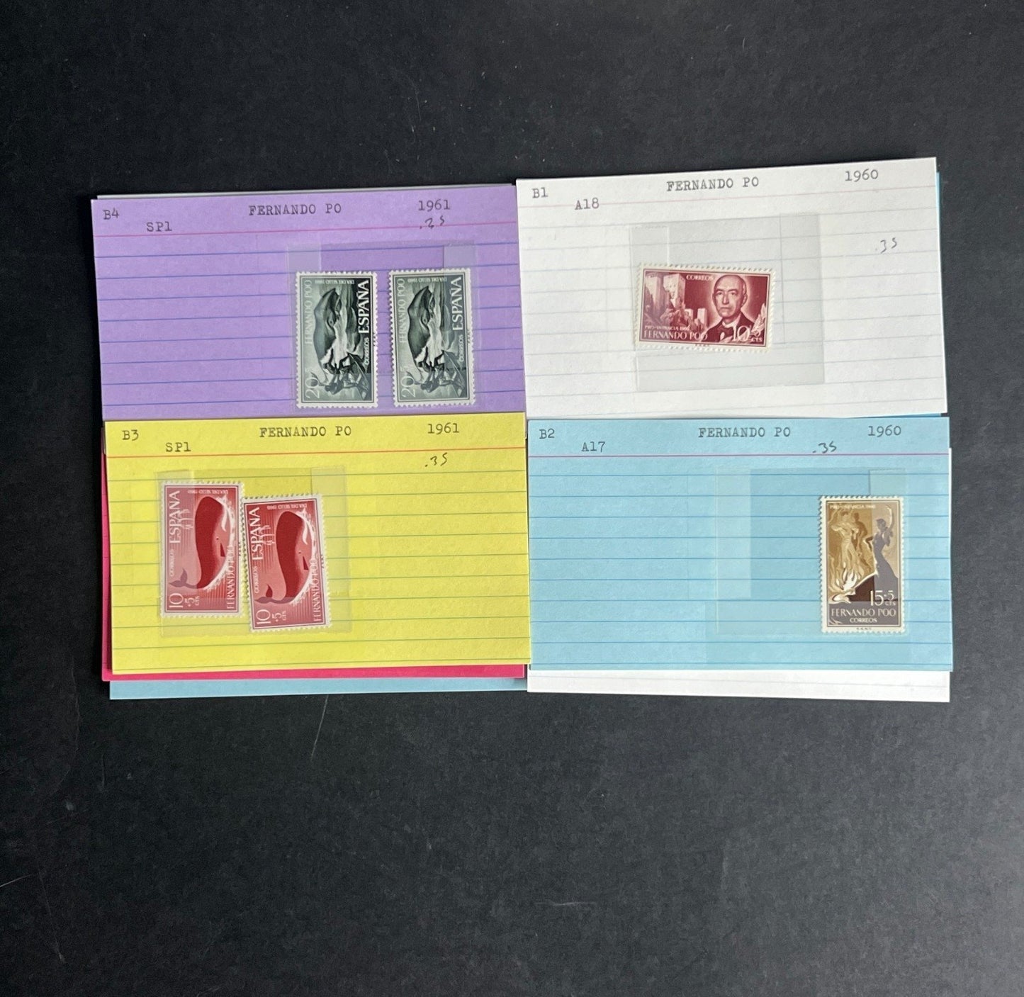 Fernando Po Stamp Collection Dealer Cards $96 CV Mint & Used ZAYIX