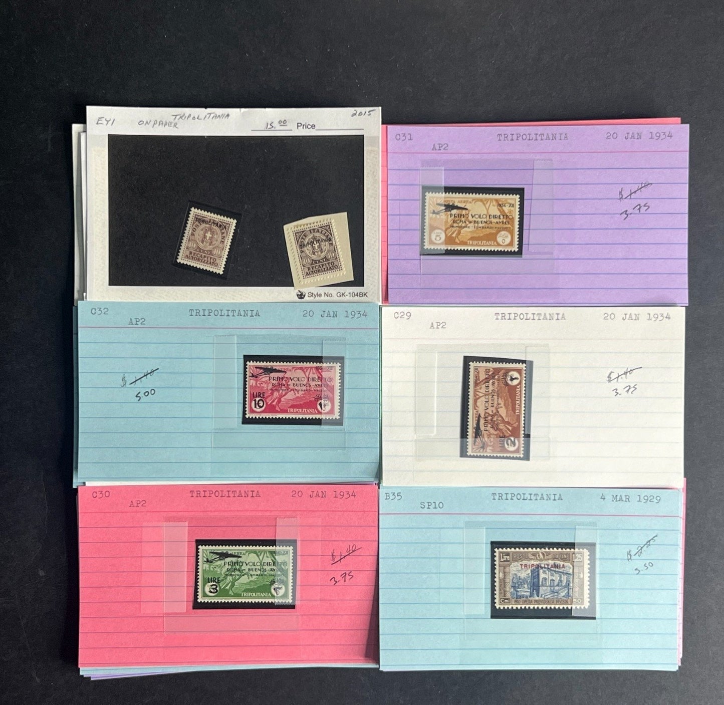 Tripolitania Stamp Collection Dealer Cards $192 CV Mint & Used ZAYIX
