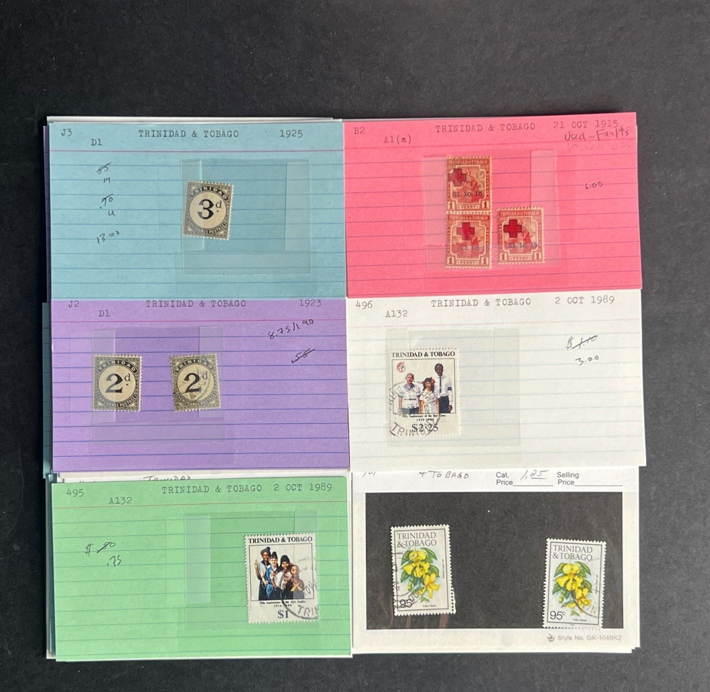 Trinidad & Tobago Stamp Collection Dealer Cards $323 CV Mint & Used ZAYIX