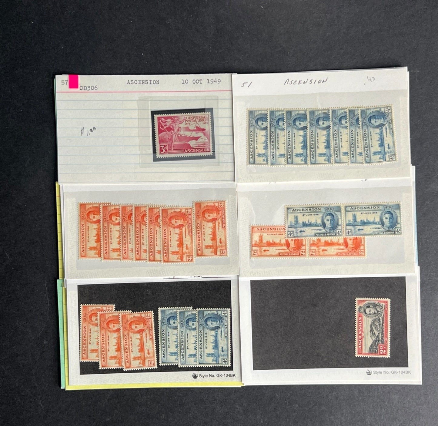 Ascension Stamp Collection Dealer Cards $167 CV Mint & Used ZAYIX