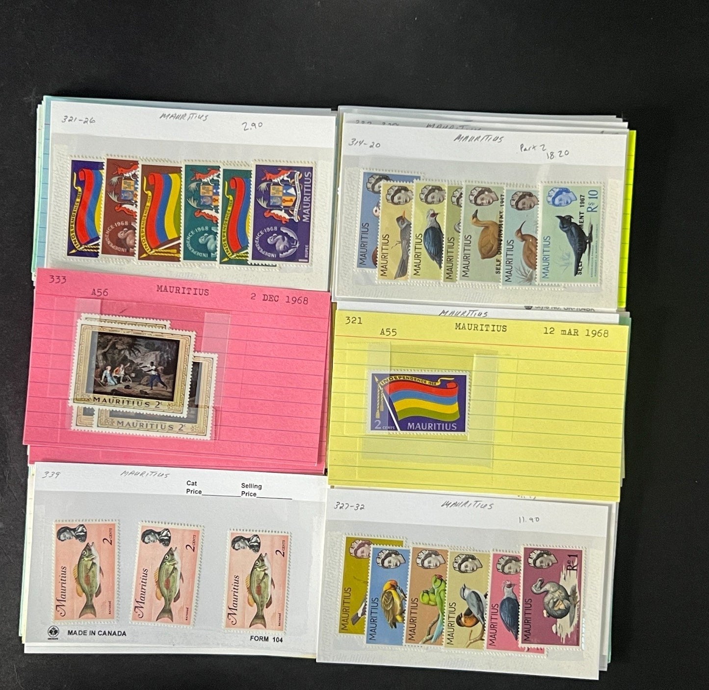 Mauritius Stamp Collection Dealer Cards $352 CV Mint & Used ZAYIX
