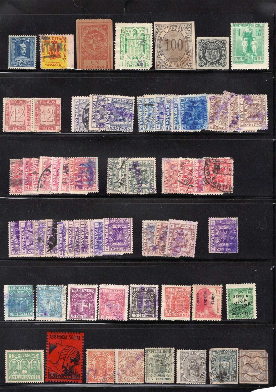 Spain Civil War Revenues Telegraph Local Charity Fiscal Stamp Collection ZAYIX