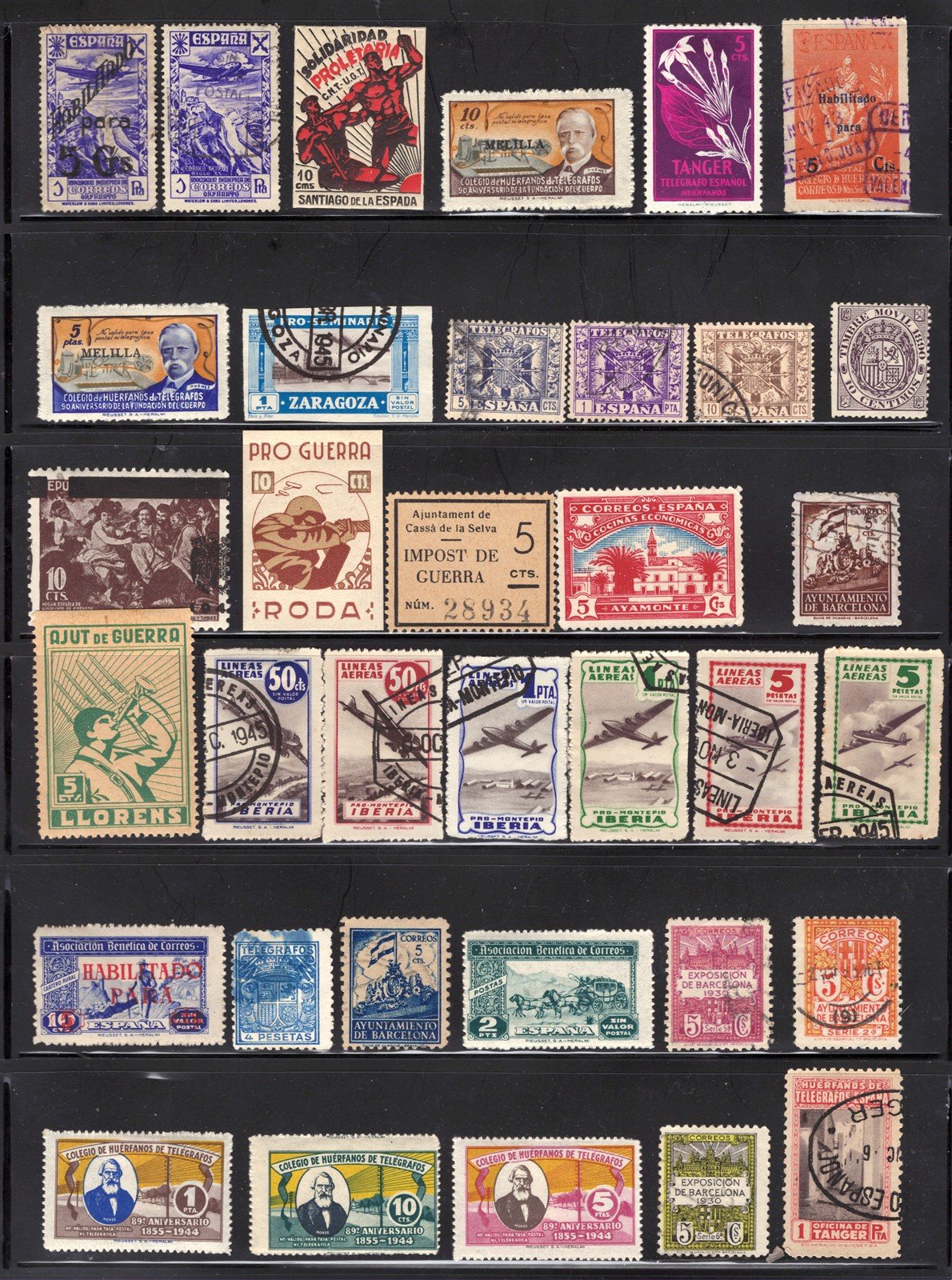 Spain Civil War & Airmail Collection 35 Stamps - Locals Charity Municipal ZAYIX