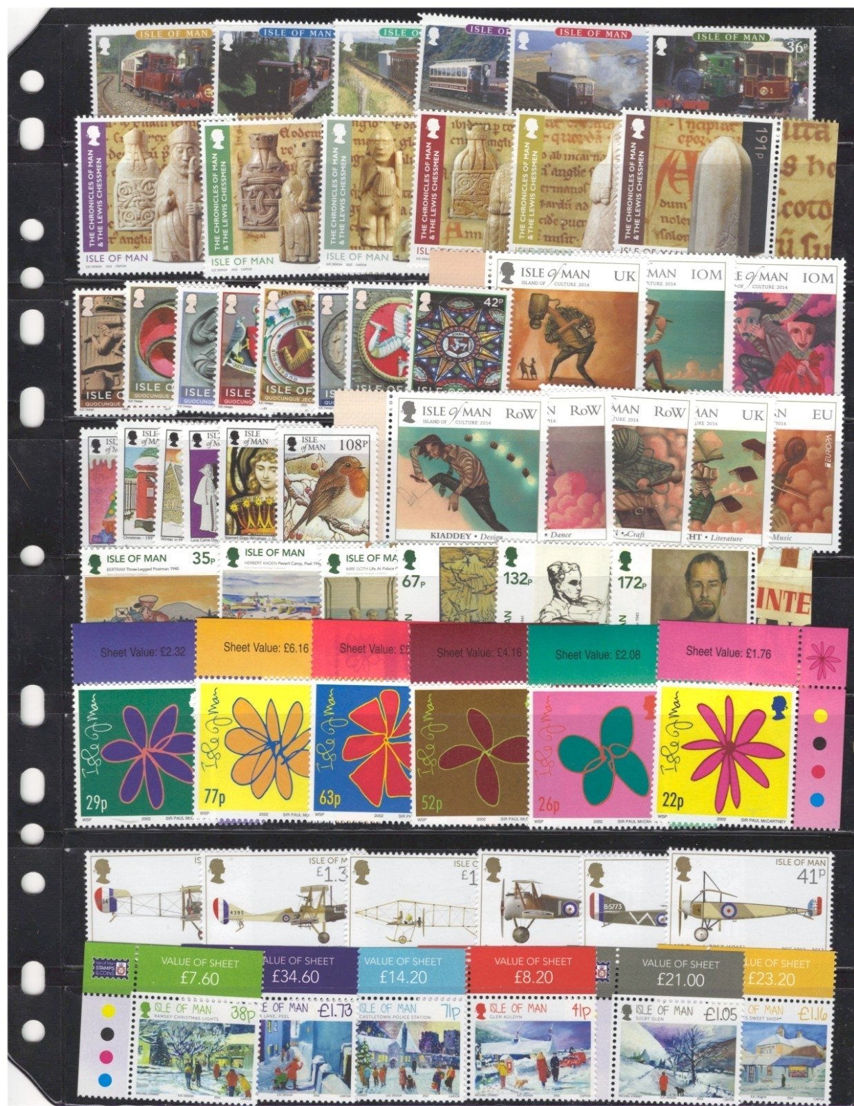 Isle of Man IOM Commemorative & Topicals Airplanes Art Trains $127CV MNH ZAYIX