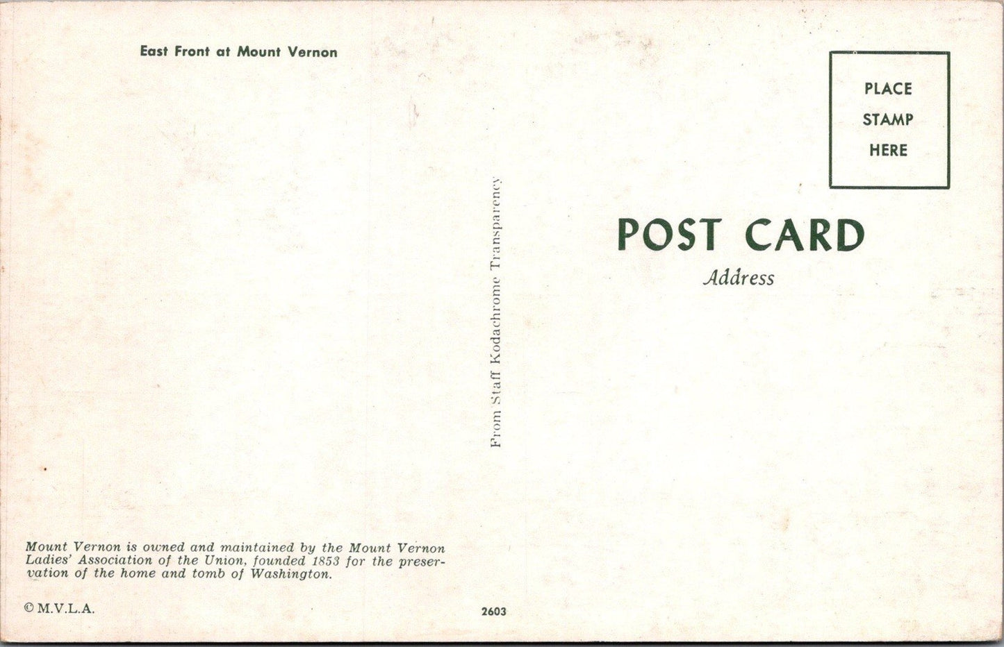 East Front of Mount Vernon Alexandria VA Washington Postcard ZAYIX 083022PC16