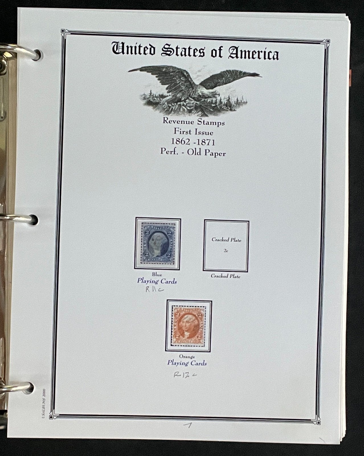 United States Revenue Stamps Album 217 Color Pages 1862-1962 ZAYIX