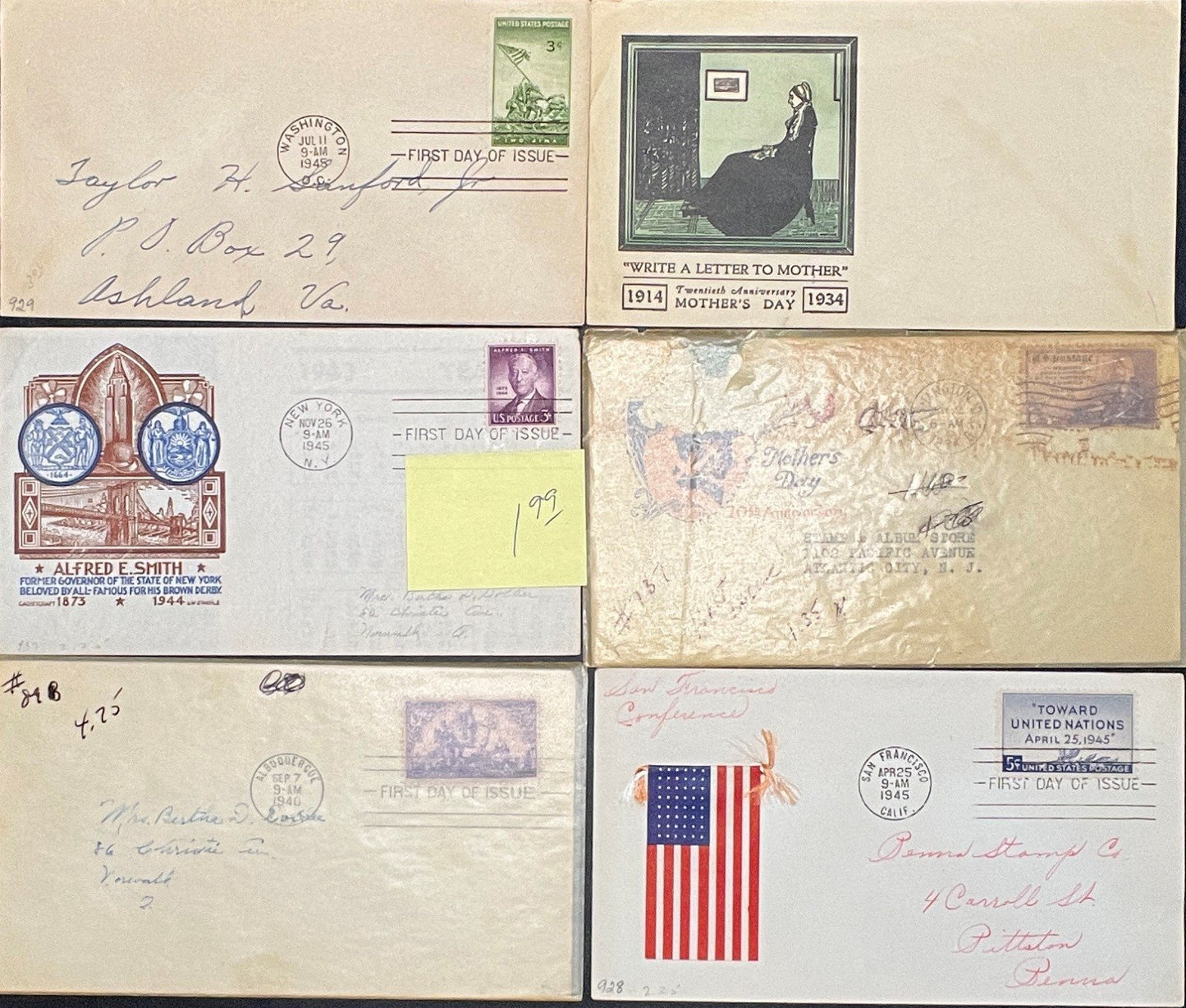 United States First Day Cover Collection 102 Covers FDC 1940-1959 ZAYIX