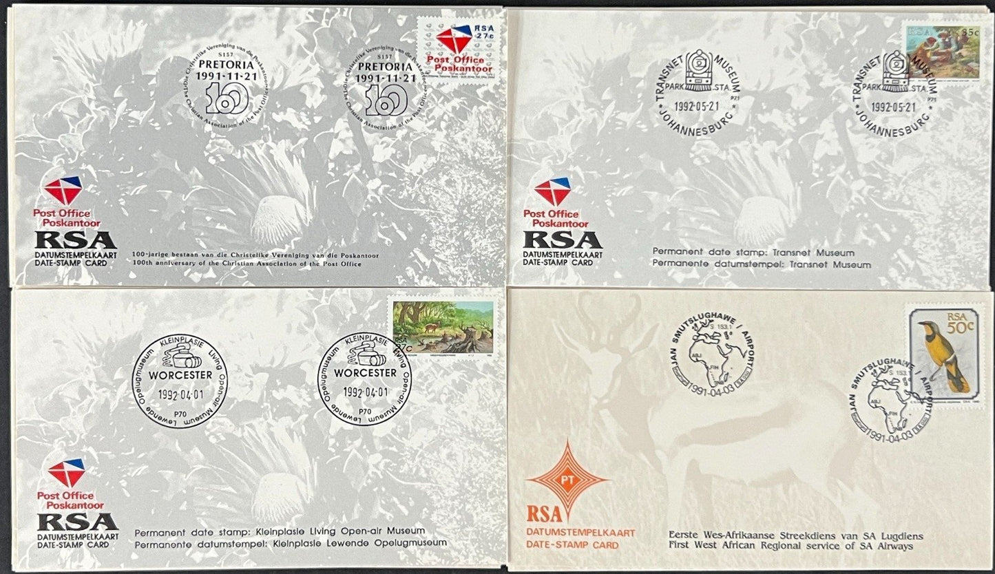 Republic of South Africa FDC 30 Date Stamp Cards 1987-1992 ZAYIX