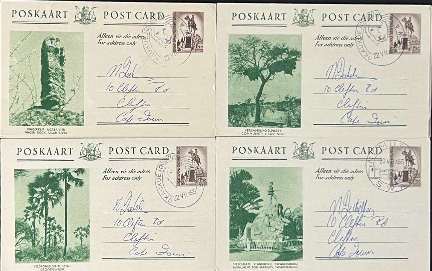 South West Africa Post Card Collection of Landmarks 17 postmarked Cards ZAYIX