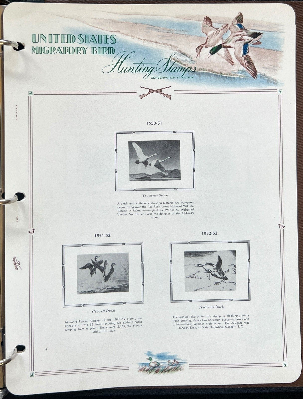 Migratory Birds Hunting White Ace Album for Stamp Collecting 1934-1956 ZAYIX
