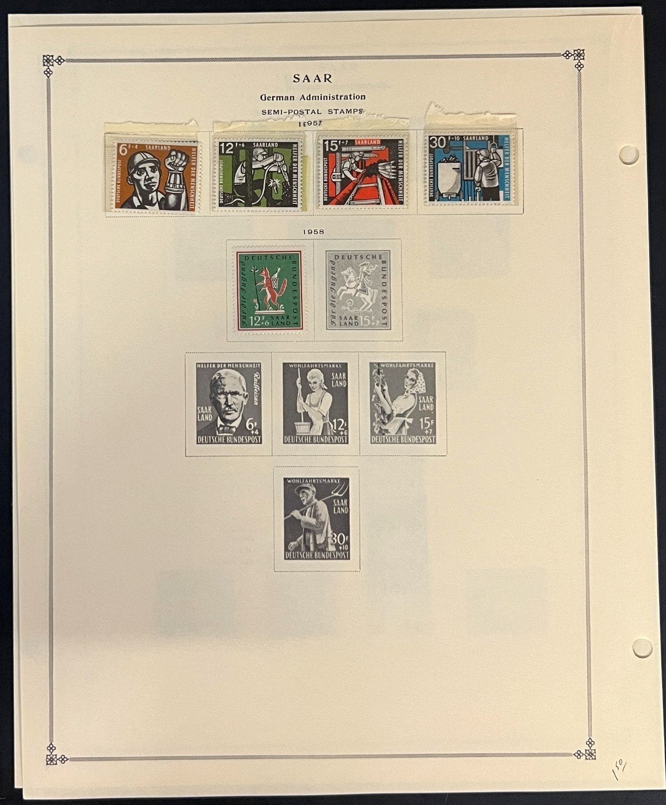Saar Stamp Collection Pages Mint & Used 1947-1958 ZAYIX