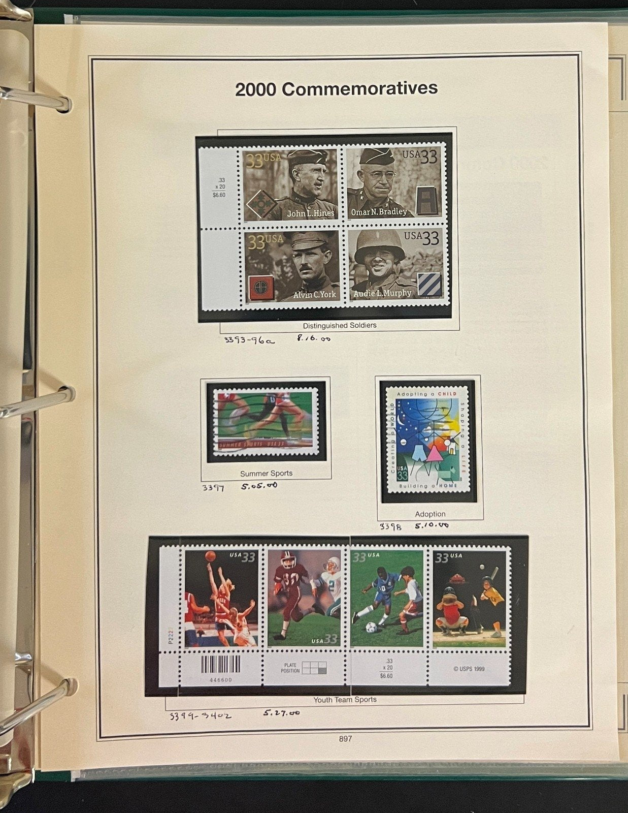 United States Stamp Collection Mystic Album 1200 Stamps 1994-2000 ZAYIX