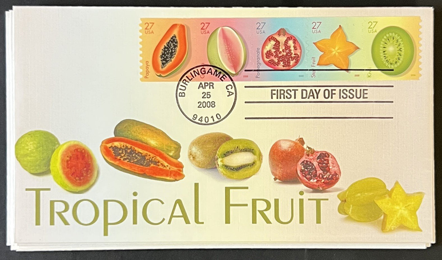 US FDC Collection Tropical Fruit American Flag 24/7 Coil Fleetwood Cachet ZAYIX
