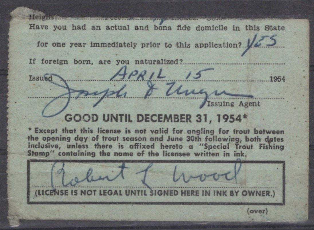 New Jersey NJT2 Used $1 1954 Trout Fishing On Partial License ZAYIX