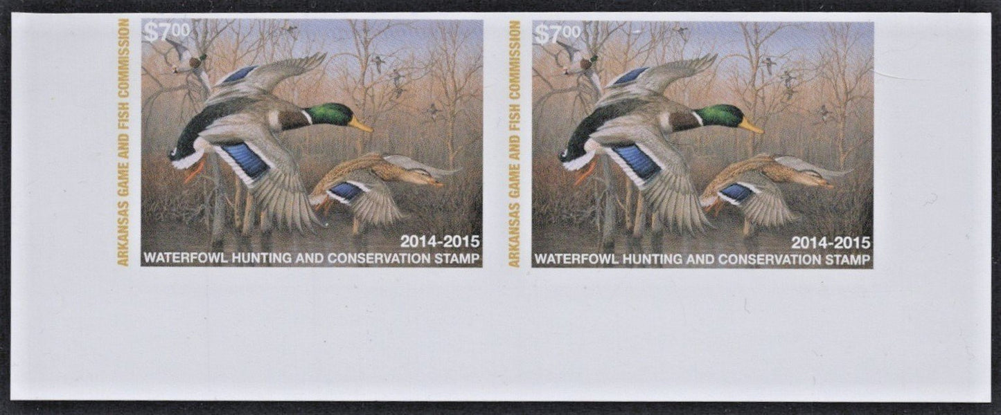 2014 Arkansas Mallards $7 Resident Duck Stamp Proof Pair C# AR-PP34 MNH VF ZAYIX
