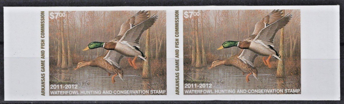 2011 Arkansas $7 Imperf Proof Pair Resident Duck Stamp Cot# AR-PP31 MNH VF ZAYIX
