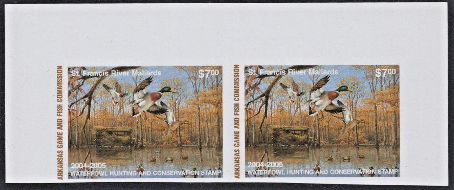 2004 Arkansas $7 Imperf Proof Pair Resident Duck Stamp Cot# AR-PP24 MNH VF ZAYIX