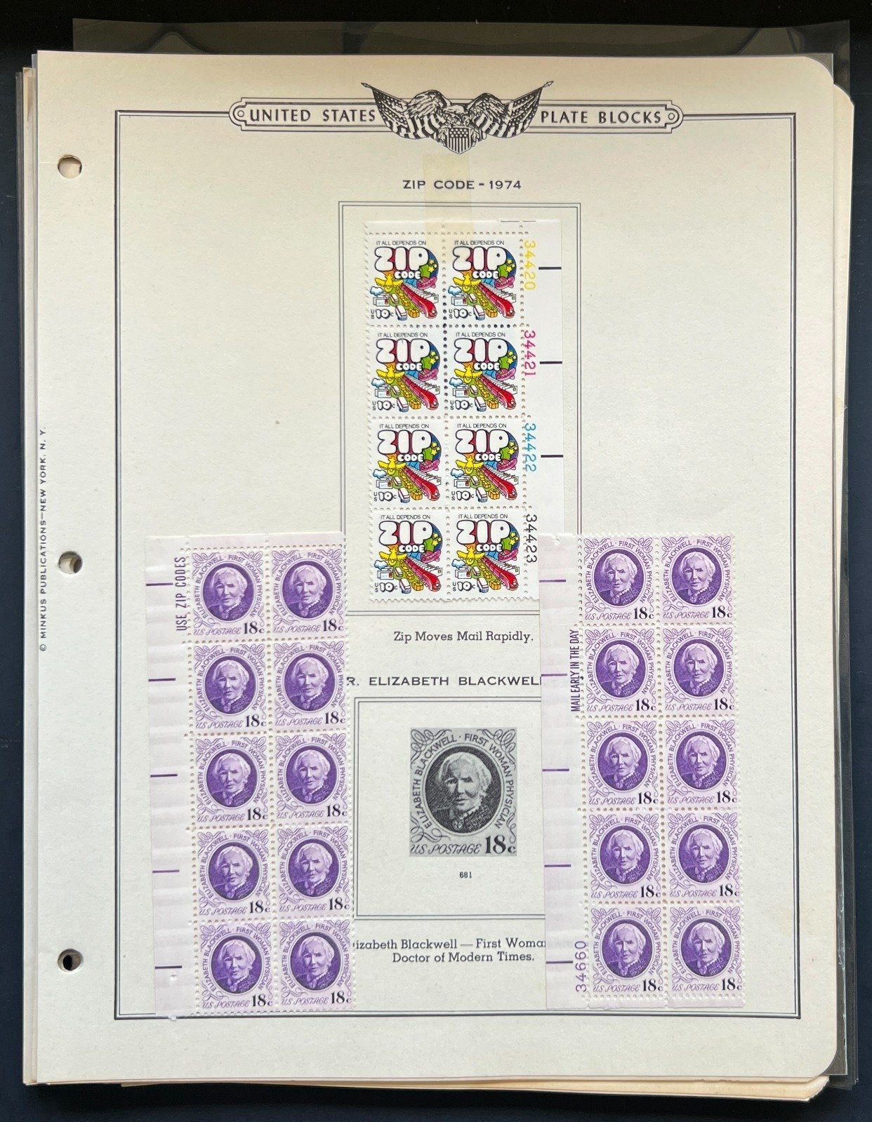 United States Plate Block Stamp Collection On Album Pages Used ZAYIX