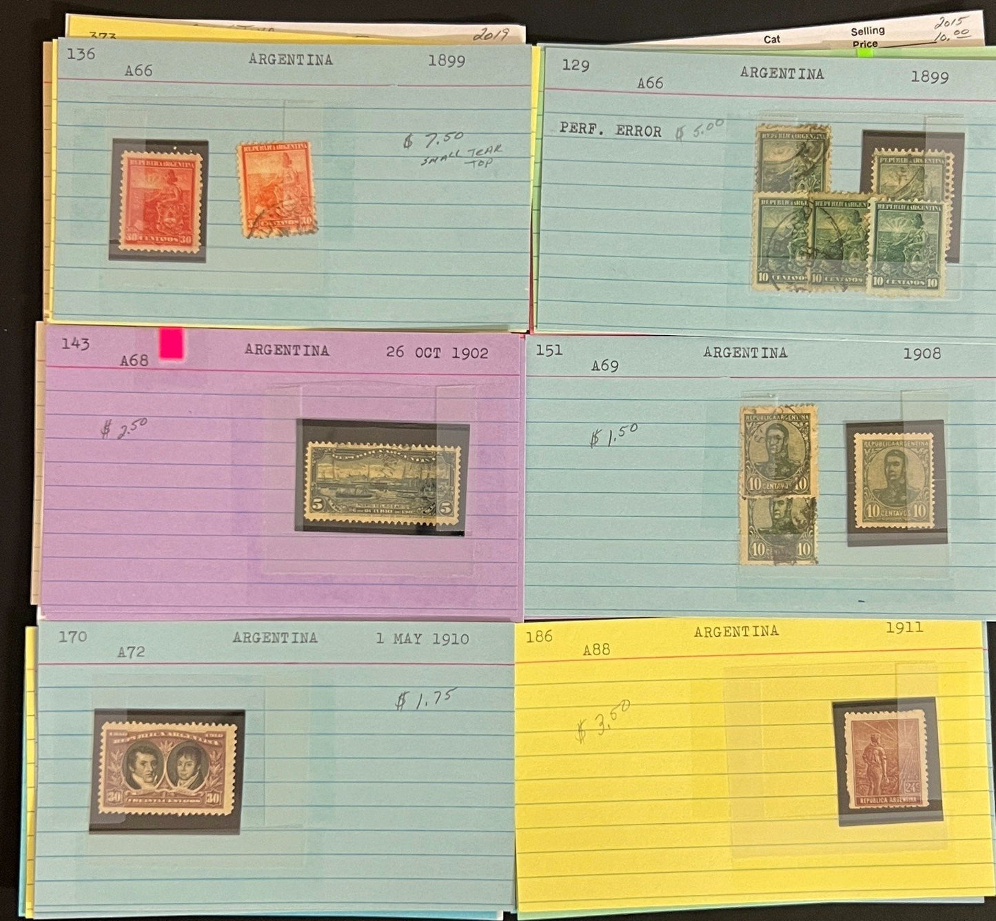 Argentina, Peru & Colombia Stamp Collection On Hundreds of Dealer Cards ZAYIX
