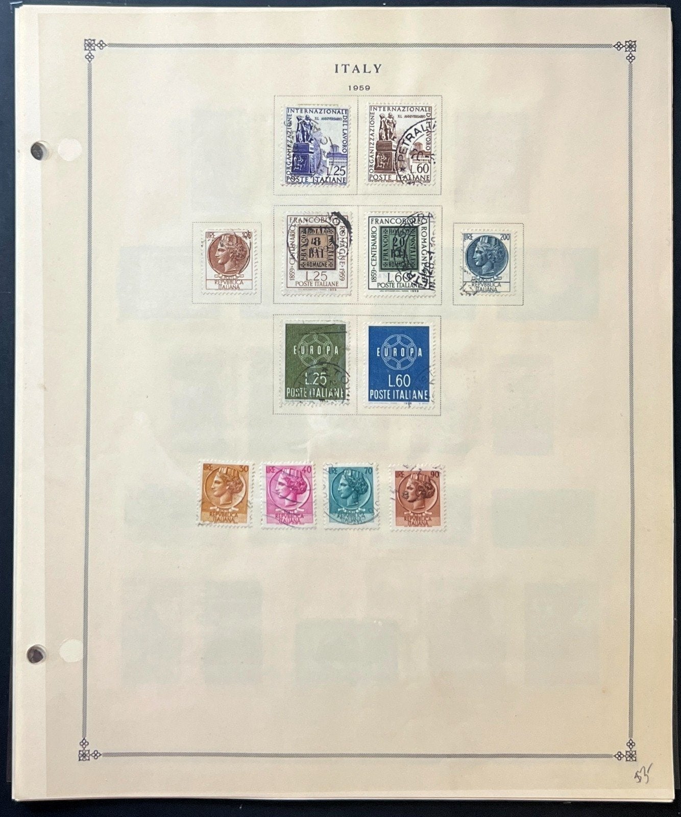 Italy Stamp Collection Album Pages Used 1951-1968 ZAYIX
