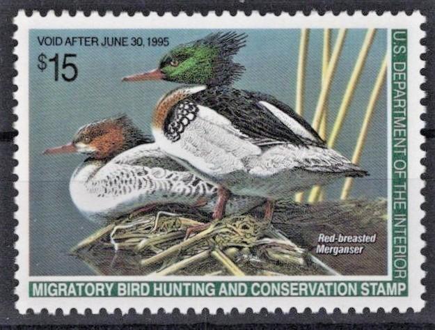 US 1994 Migratory Bird Hunting Conservation $15 Duck Stamp RW61 F-VF MNH ZAYIX
