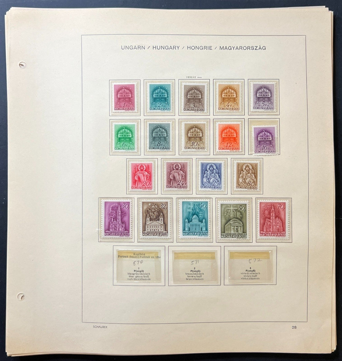 Hungary Stamp Collection Schaubek Album Pages Around 700 Stamps 1871-1956 ZAYIX