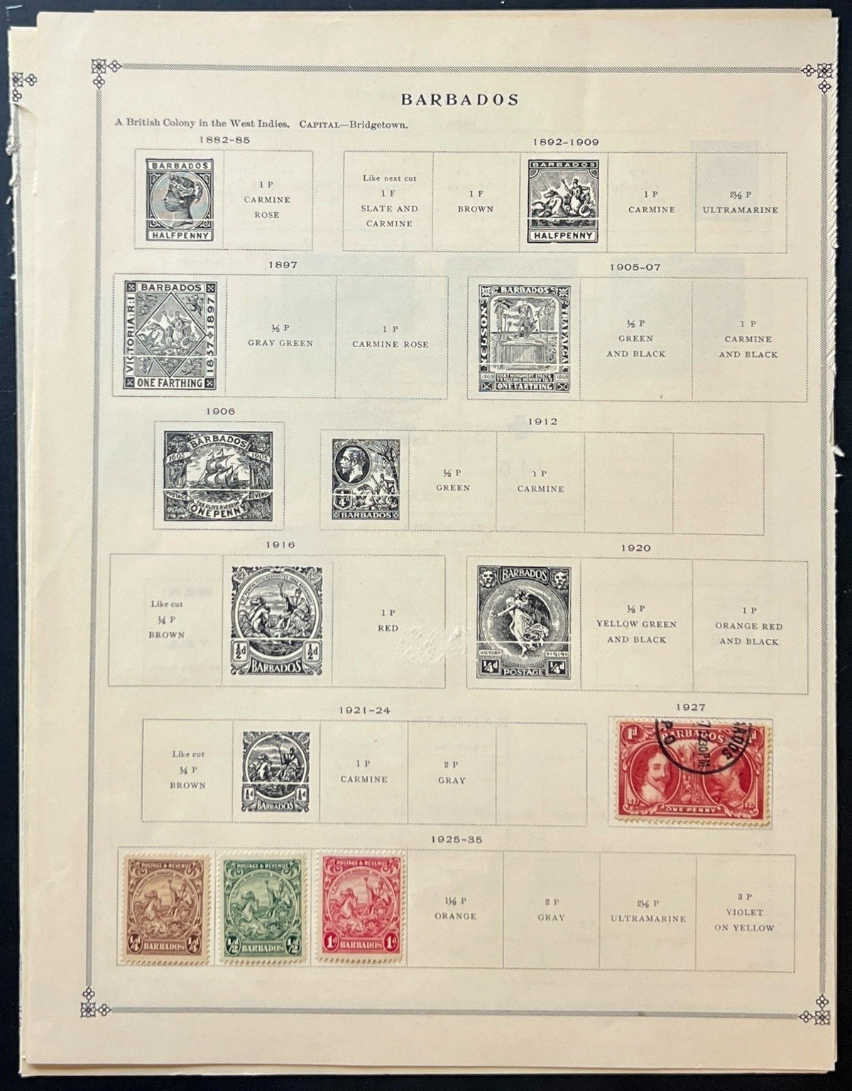 Barbados Stamp Collection Album Pages Used 1882-1970 ZAYIX