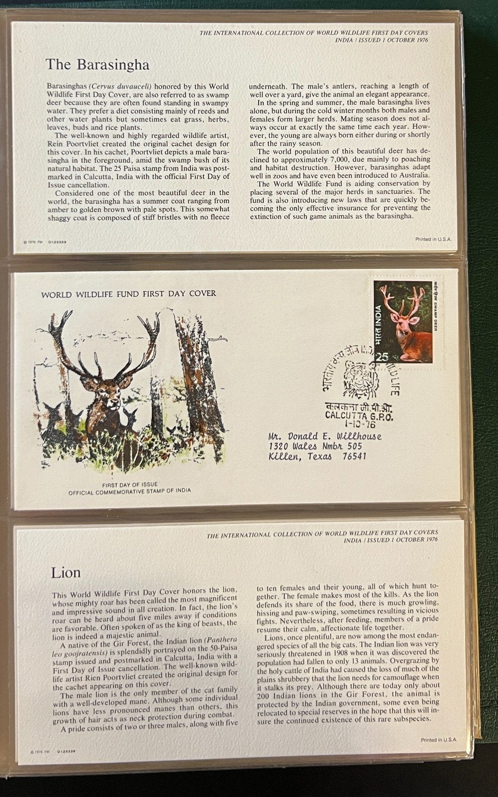 International World Wildlife First Day Cover Collection 57 Covers 1976 ZAYIX