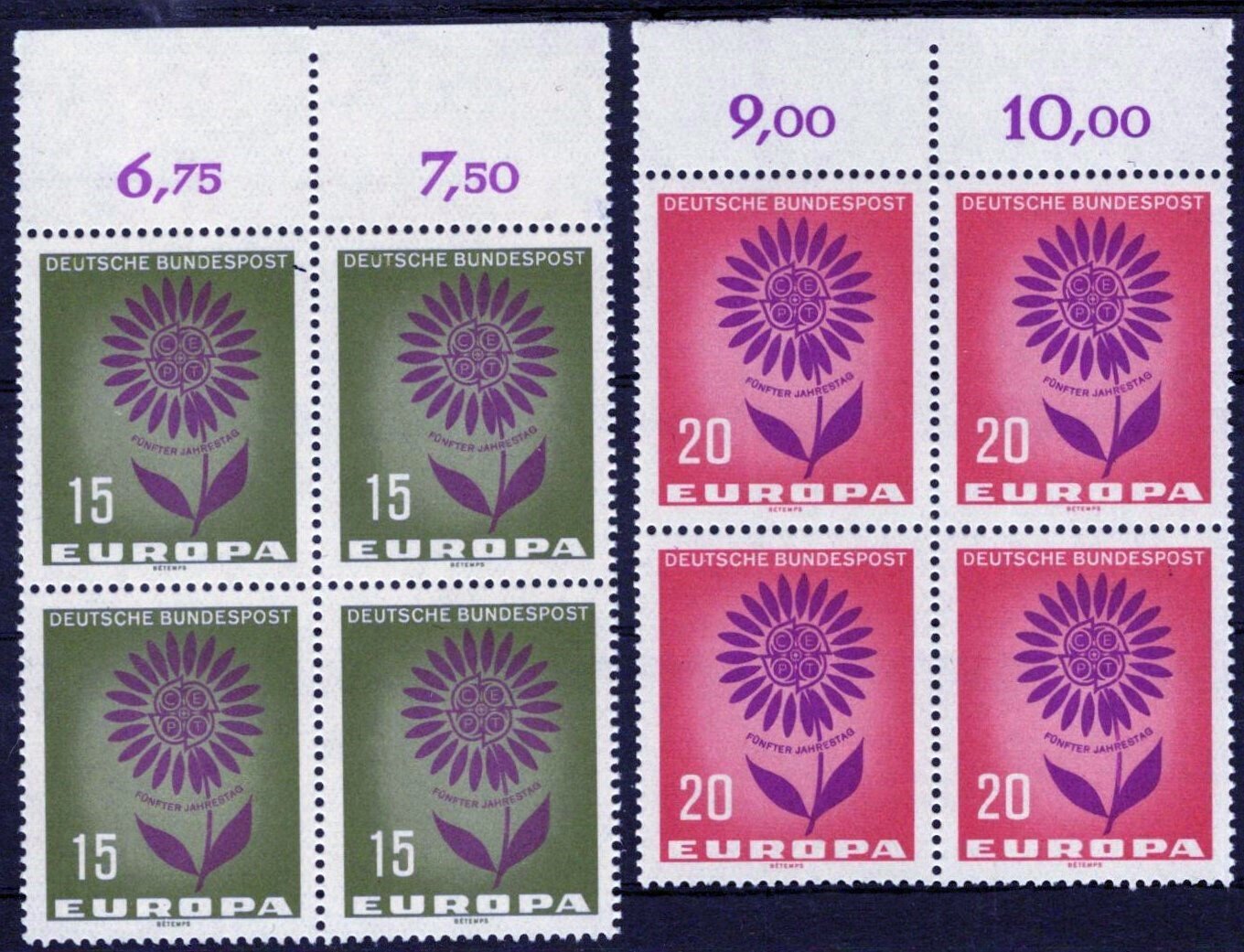 Germany 897-898 MNH Block Europa Cept Flowers ZAYIX 051023S06