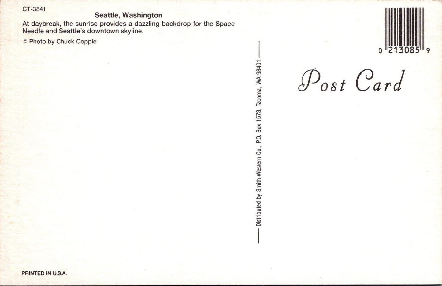 Seattle Sunrise Space Needle Downtown Skyline Postcard ZAYIX 102022PC05