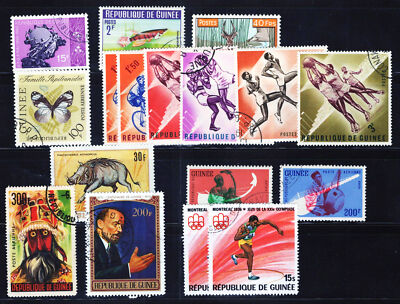 Guinea 17 Different Stamp Collection Used - with High Values ZAYIX 111422S46