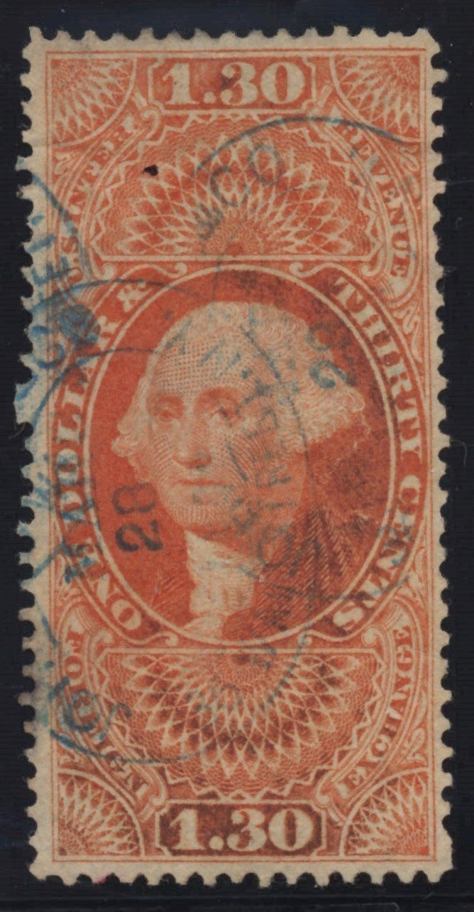 U.S. R77c Foreign Exchange Orange Hand Stamp Cancel $1.30 Used VF 1863 ZAYIX