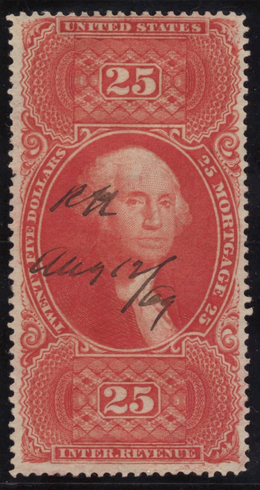 U.S. R100c Mortgage Red Perforated $25 Used F/VF 1863 ZAYIX