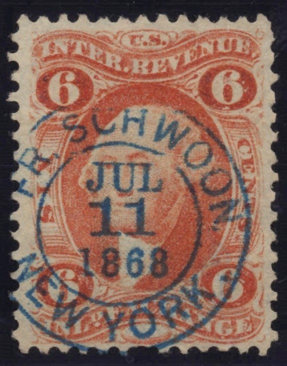 U.S. R30c Inland Exchange Blue FR Schwoon Cancel 6-Cent Used VF 1862-1871 ZAYIX
