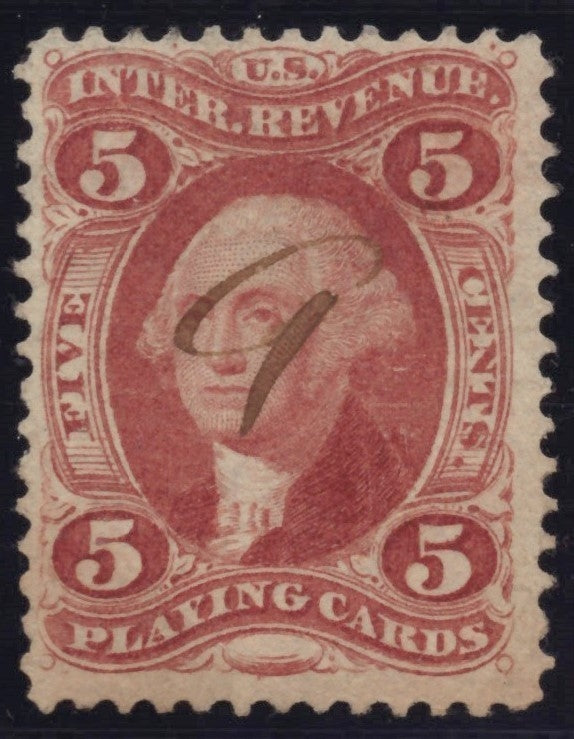U.S. R28c Playing Cards Red Perforated 5-Cent Used VF 1863 ZAYIX