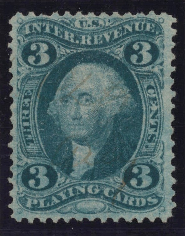 U.S. R17c Playing Cards Green Perforated 3-Cent Used VF 1863 ZAYIX