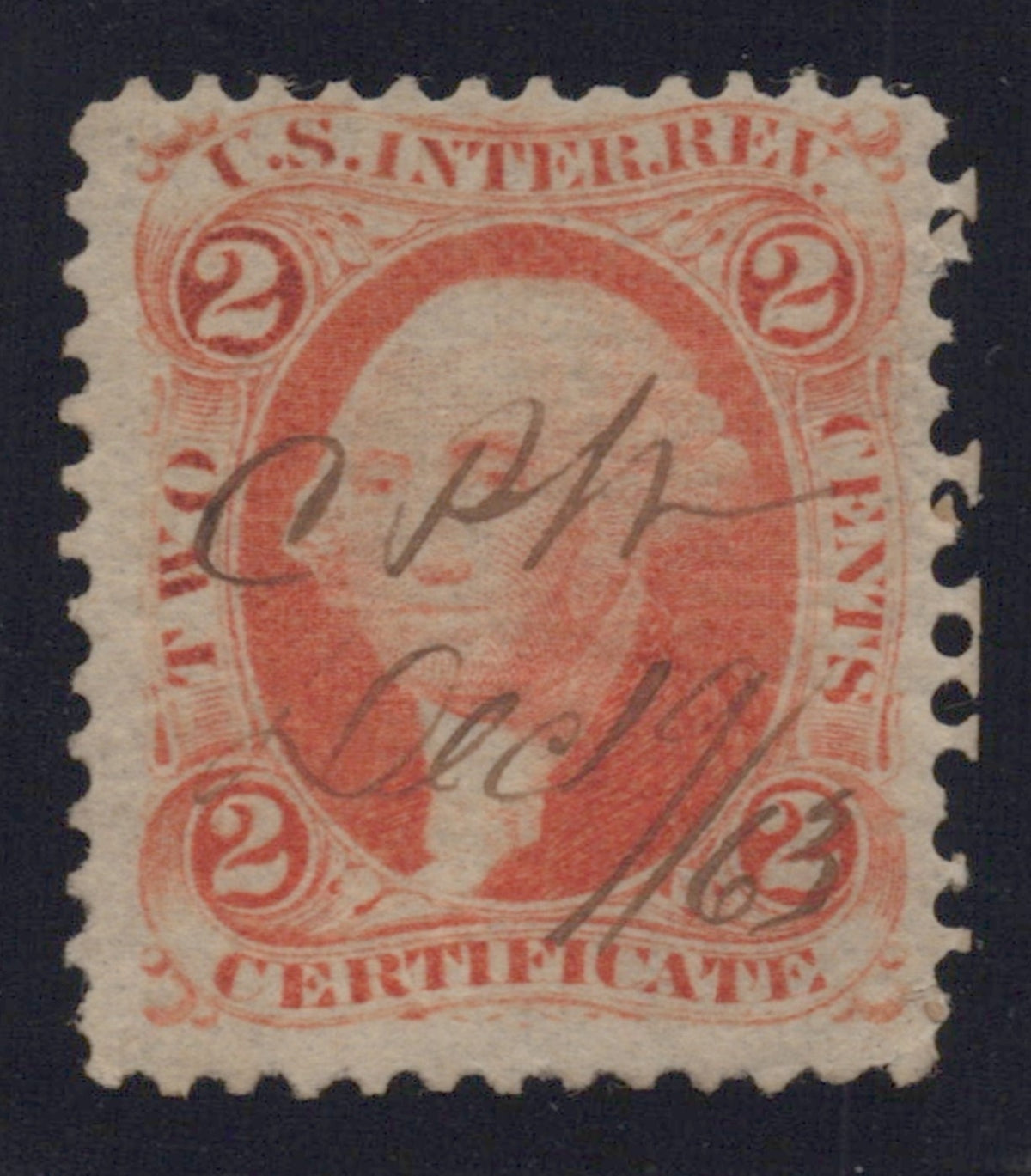 U.S. R8c Certificate Orange Perforated 2-Cent Used VF 1862-1871 ZAYIX