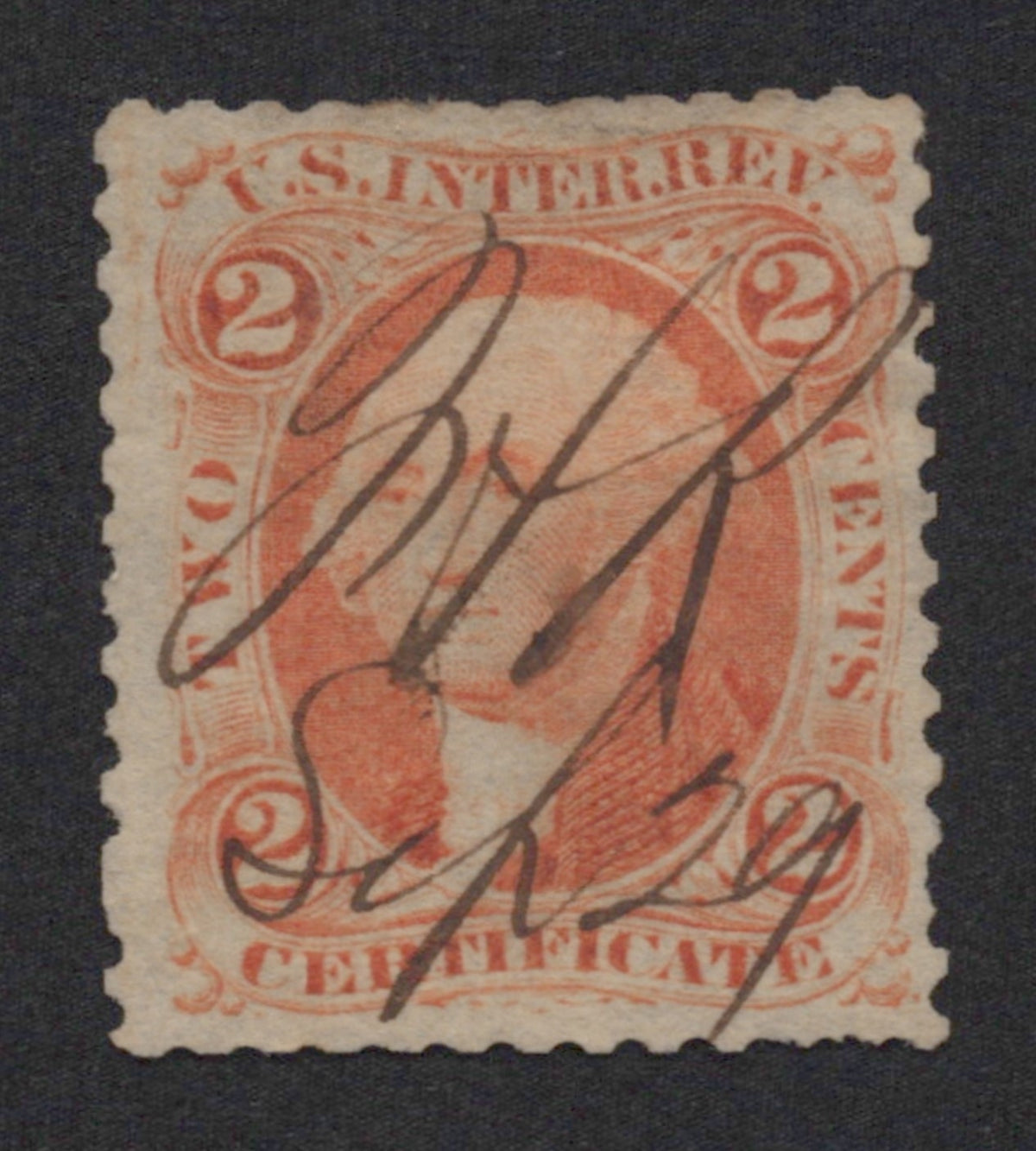 U.S. R8c Certificate Orange Perforated 2-Cent Used F/VF 1862-1871 ZAYIX