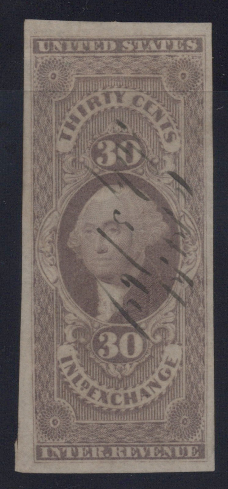 U.S. R52a Inland Exchange Lilac Imperforated 30-Cent Used VF 1862-1871 ZAYIX