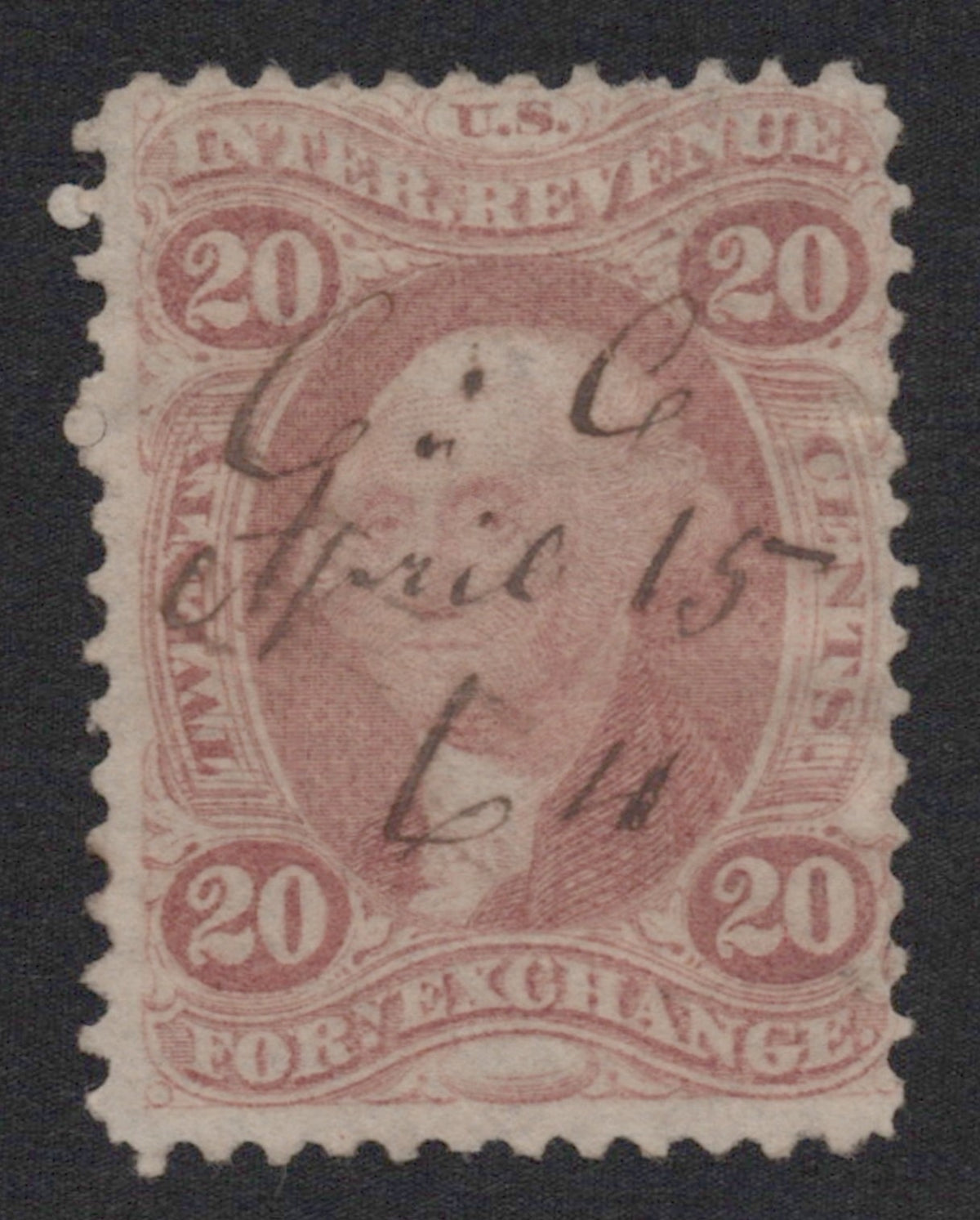 U.S. R41c Foreign Exchange Red Perforated 20-Cent Used Fine 1862-1871 ZAYIX